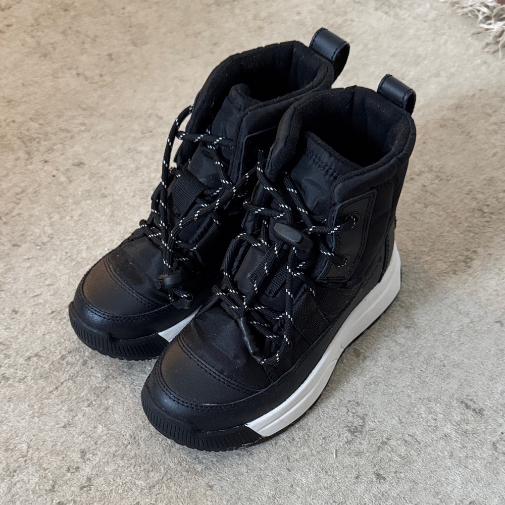 Sorel Kids Black Boots with White Accents